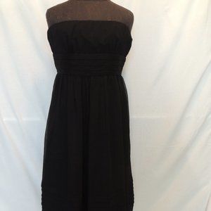 J Crew Sz 10P Dress Black Strapless Chiffon Party Back Zip Silk Empire Waist